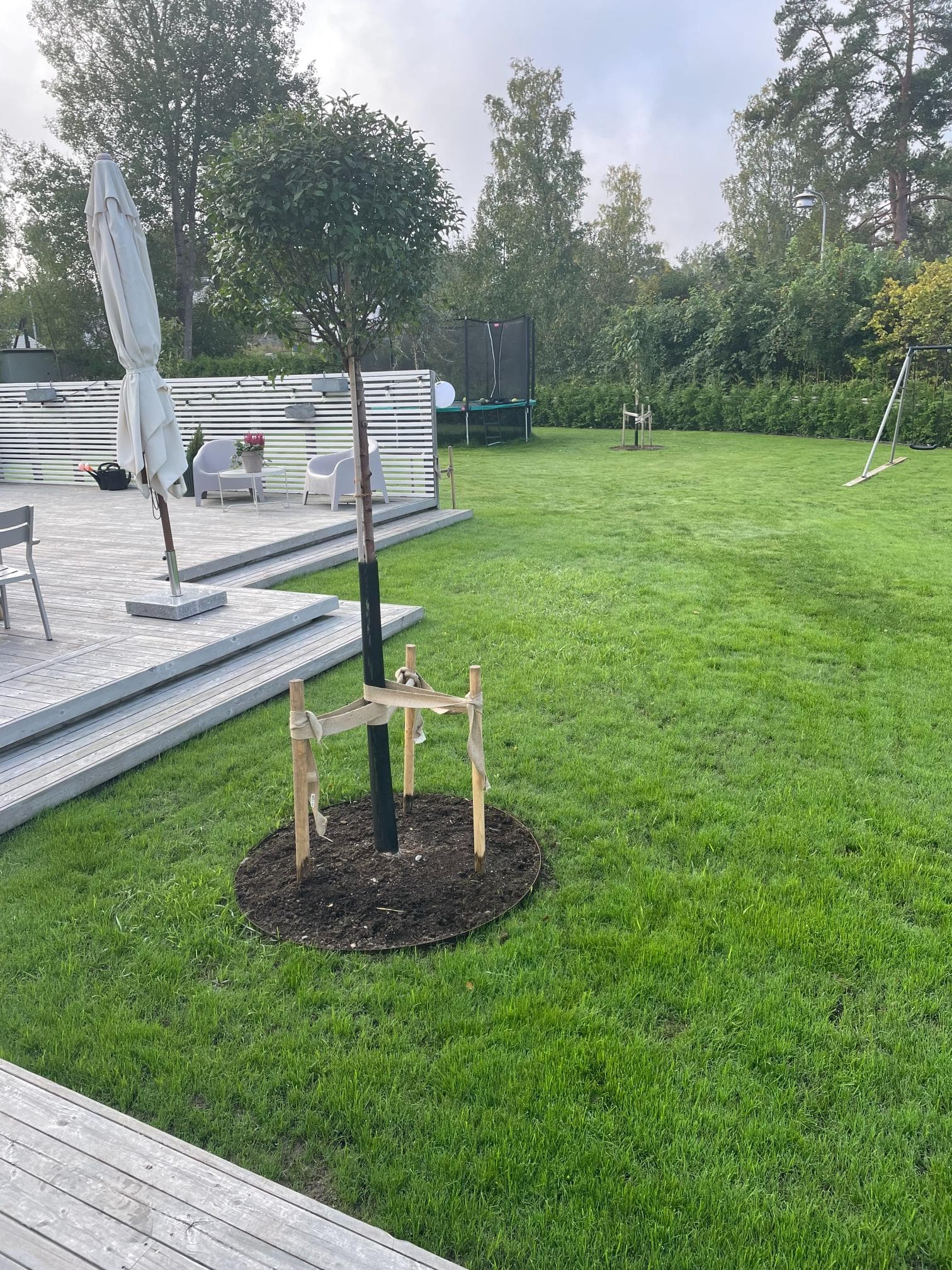 Efter trädgårdsomgestaltning – omdesignad framsida av tomt